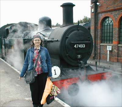 Aleemah and loco on the Spa Valley railway