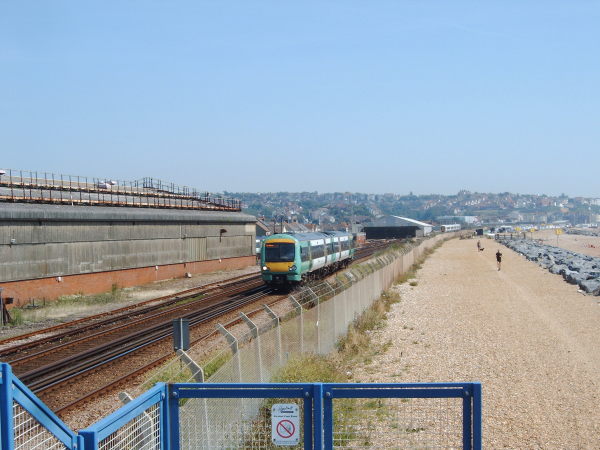 A train passes the depot