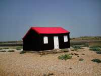 Red roofed hut