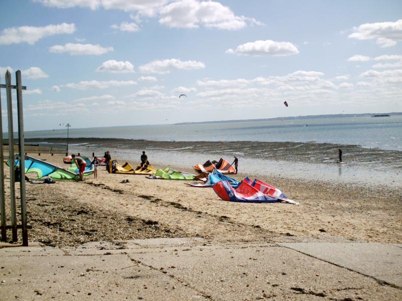 kitesurfers kit on the beach