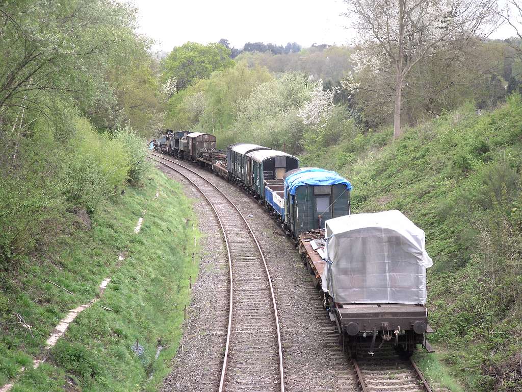 freight wagons in long siding south of Groombridge