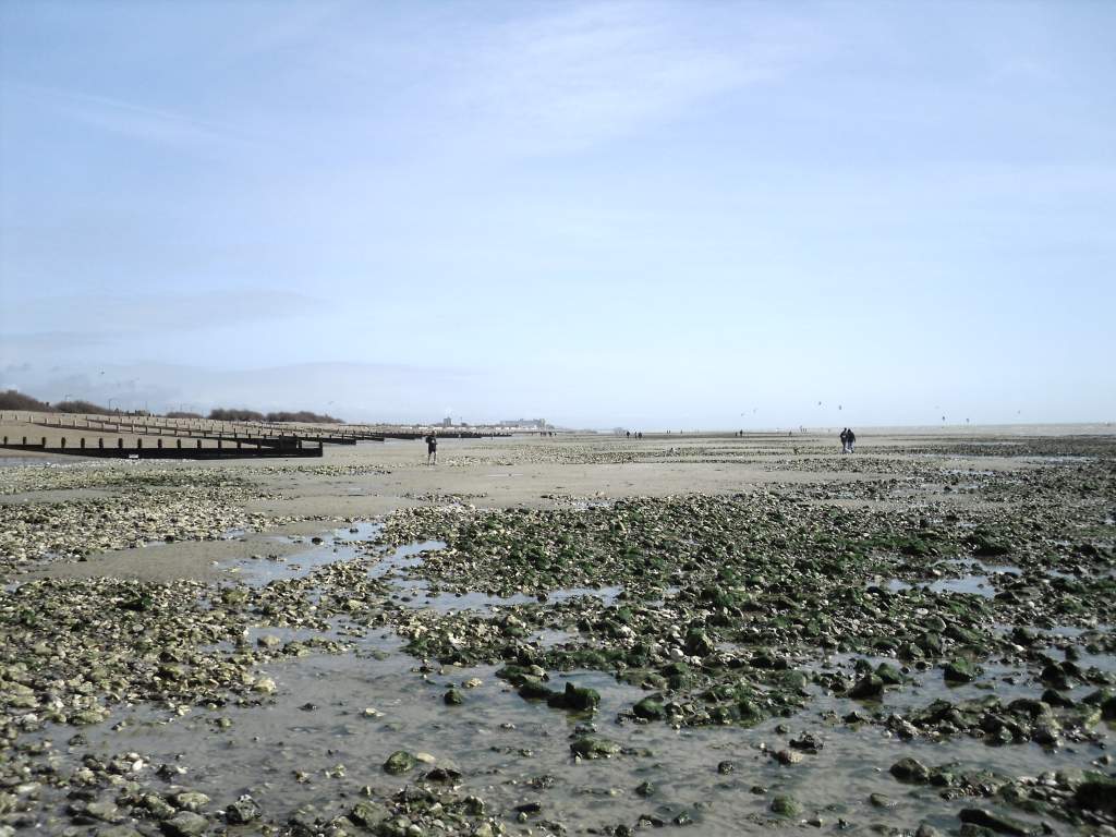 At very low tide many rocks are revealed at Goring By Sea