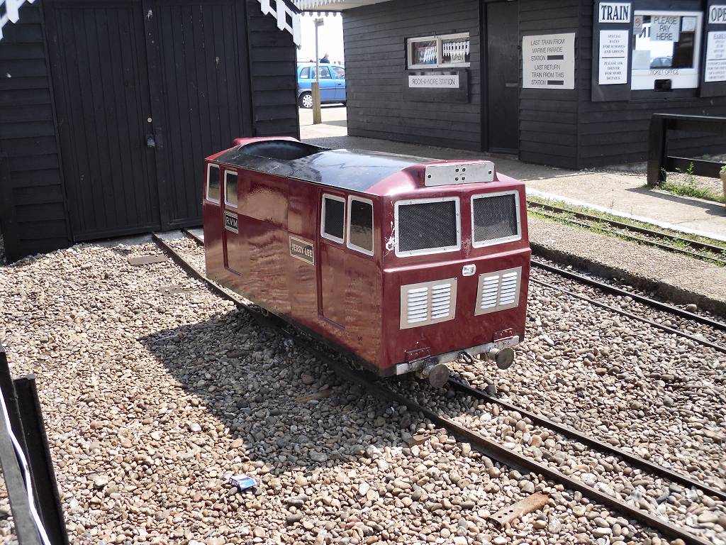 miniature diesel loco on the Hastings Miniature Railway