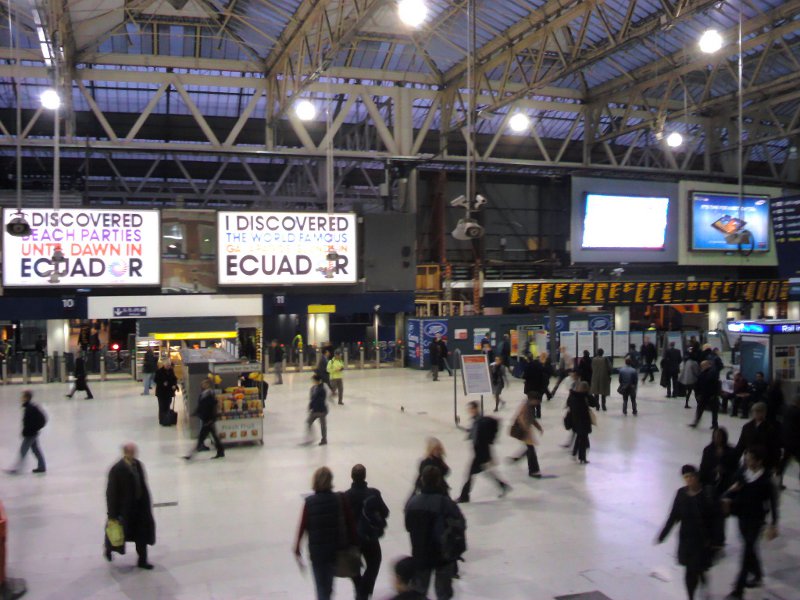 Waterloo station at five past 7 in the morning