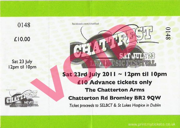 my ticket for Chattfest 23rd July 2011