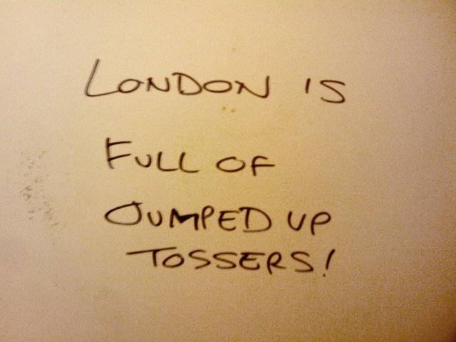 graffitti in Waterloo East station toilets