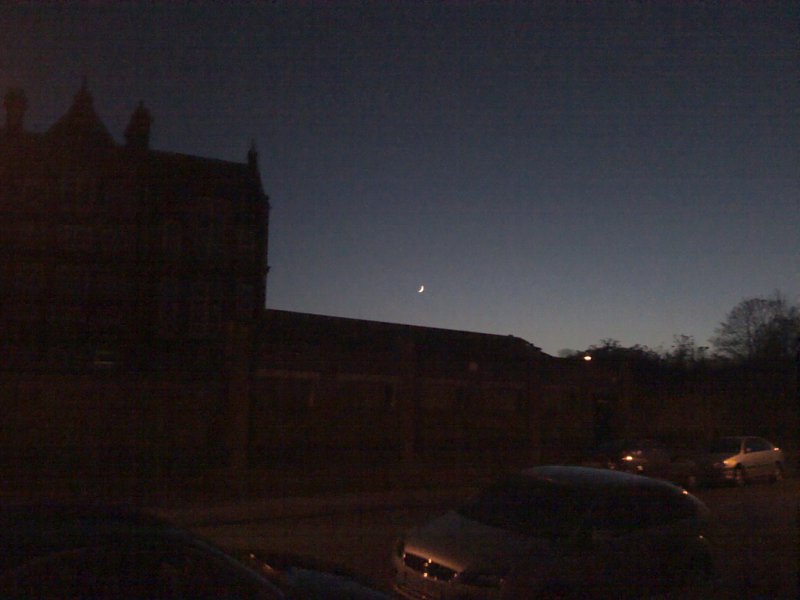 crescent moon in a clear late November sky