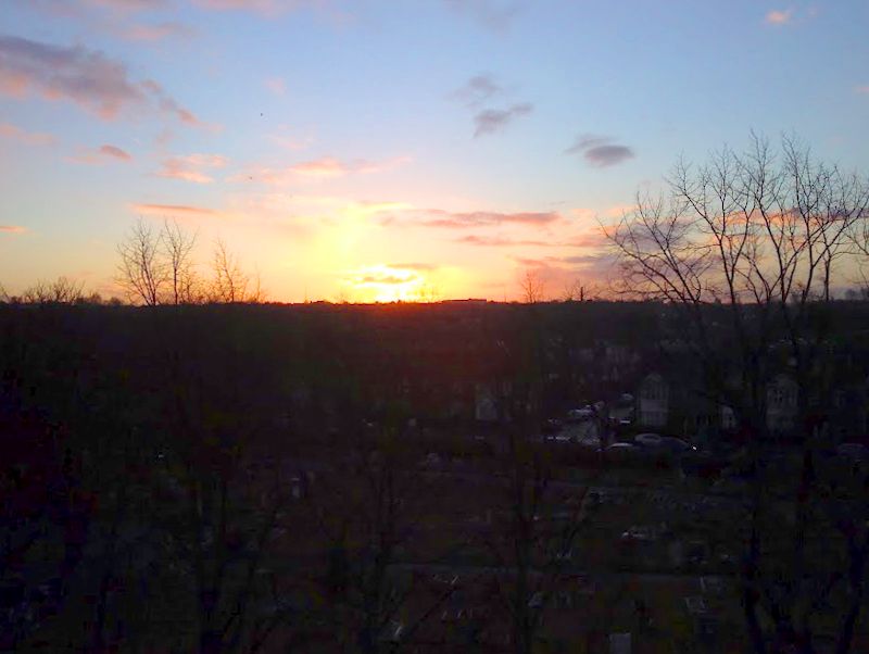 Sunrise over Earlsfield cemetary taken from Earlsfield station footbridge