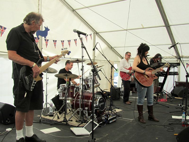 looking down the stage at The Jo Bangles band