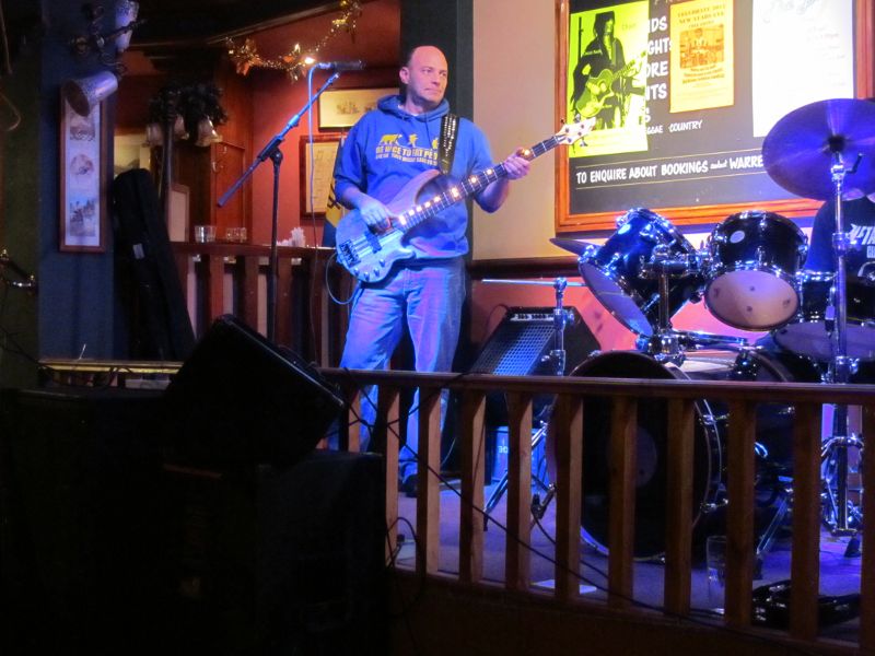 Matt Hemsley with his project aurora illuminated bass guitar