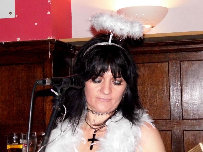 Jo Corteen with angel headgear