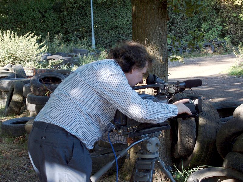 Patrick Edison at the controls of his video camera