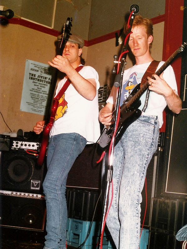 Phil Richards and his mate playing in their band