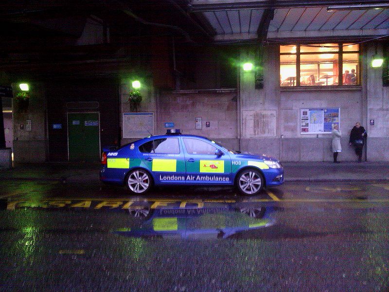 Air Ambulance car seen outside Waterloo station