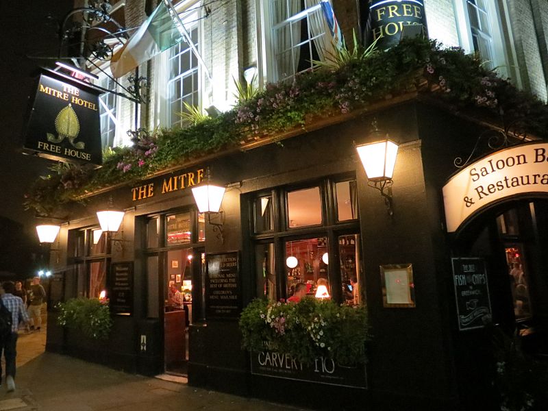 The Mitre Hotel pub by
                    night 23rd August 2013