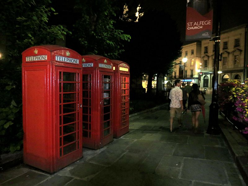 3 classic telephone
                        boxes by The Mitre pub in Greenwich - Friday
                        23rd August 2013