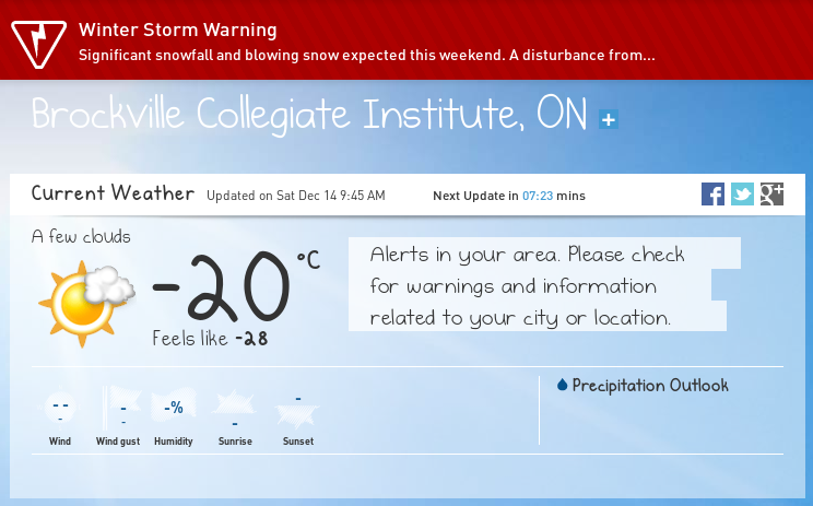 The weather in Ontario, Canada