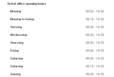 Catford Bridge ticket office
                  opening times correct to 1st October 2014