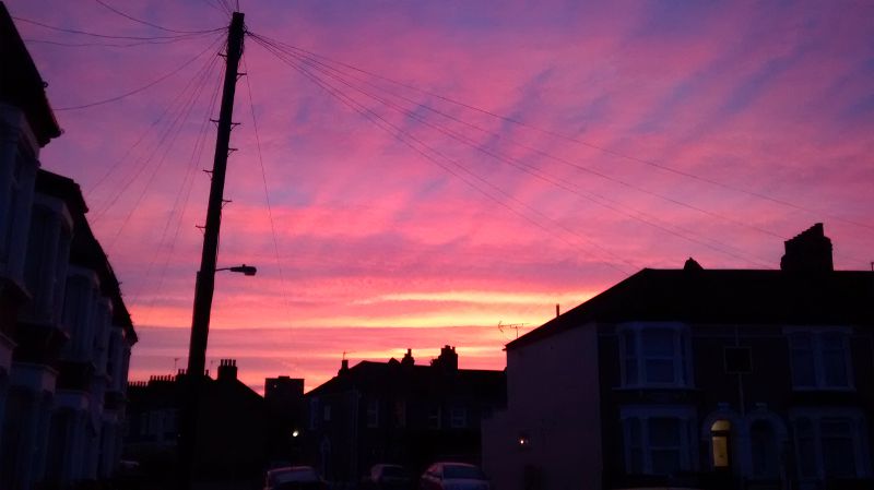 red sky in the morning over Catford - Monday 24th February 2014