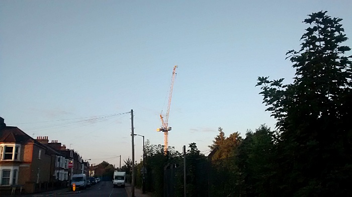 clear blue sky on my way to the station