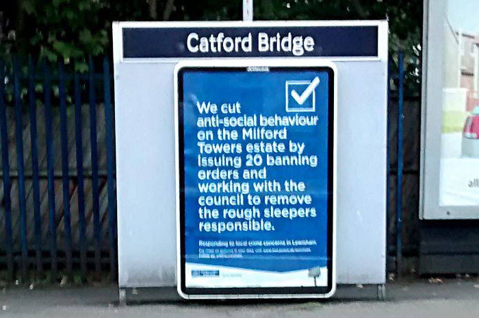 poster on Catford Bridge
                  station