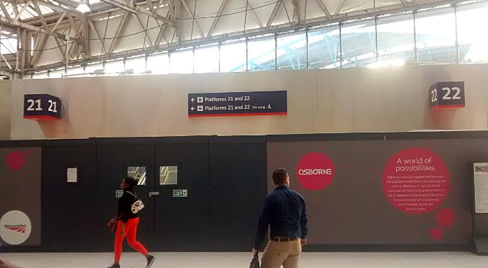 new entrance to platforms 21
                  and 22 at Waterloo station