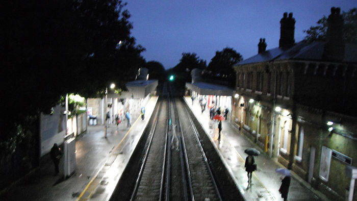 soggy up and down platforms at Catford
                          Bridge