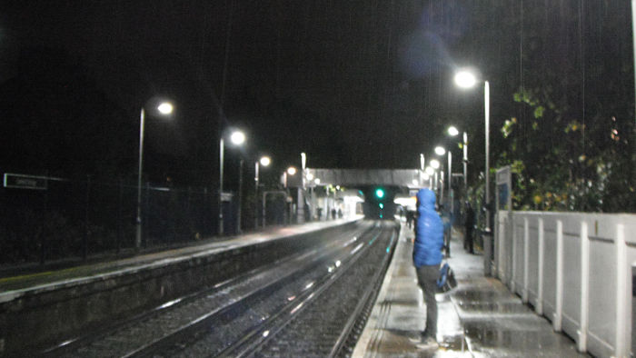 Catford Bridge station in
                  the rain