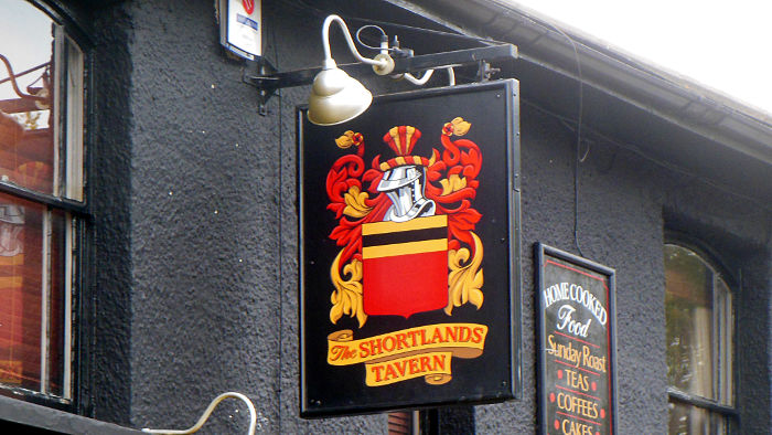 The Shortlands Tavern pub
                  sign