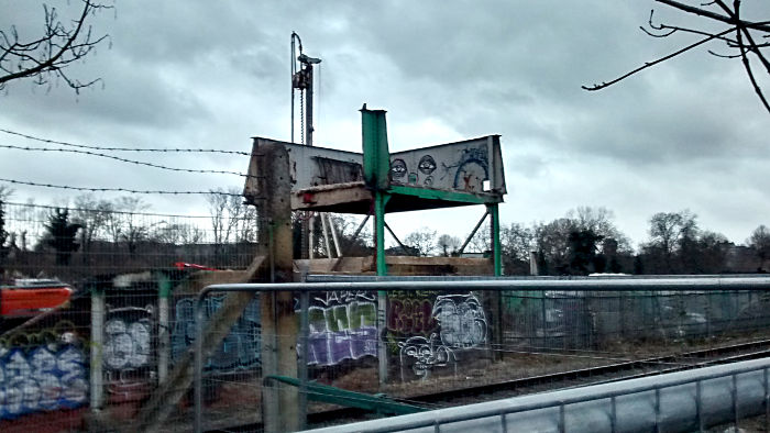 The bridge over the railway to Catford
                          Greyhound stadium is now almost gone