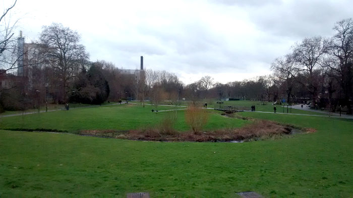 looking south from
                          the north end of Ladywell Fields