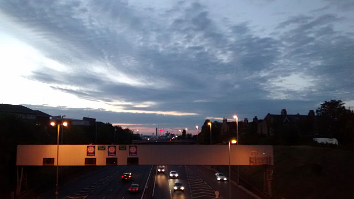 view towards East
                          London from the Old Dover Rd as it crosses the
                          approach to The Blackwall Tunnel