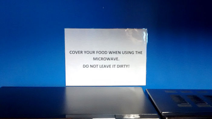 notice abouit
                          microwave oven at work