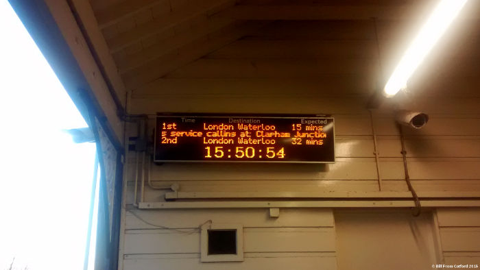 15 minute wait until the
                    next train to Waterloo from Wandsworth Town Station