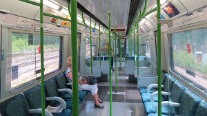 Interior of D stock District
                                    Line train