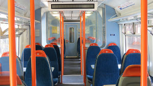 interior of class 317 train in
                                    use by London Overground