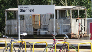 Shenfield station with it's
                                    slowly decaying brake van