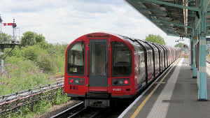 Eastbound Central line train at
                                    Greenford