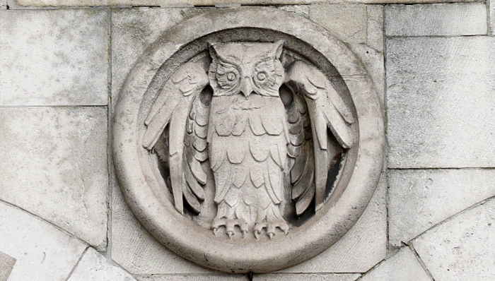 one of two owls on The
                  Broadway Theatre in Catford