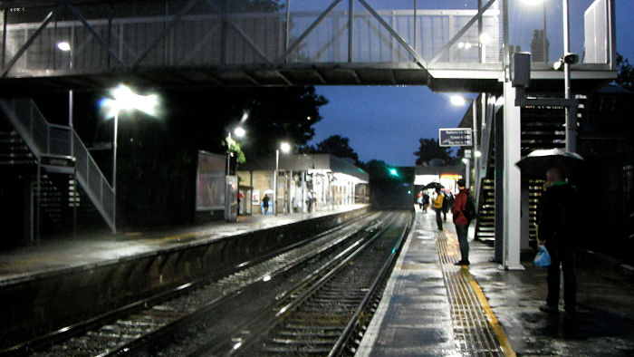 Catford Bridge station in
                  the rain