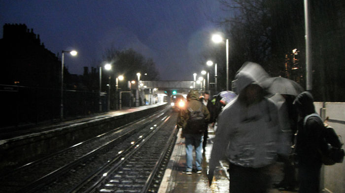 a wet and
                                  gloomy platform 1 at Catford Bridge
                                  station