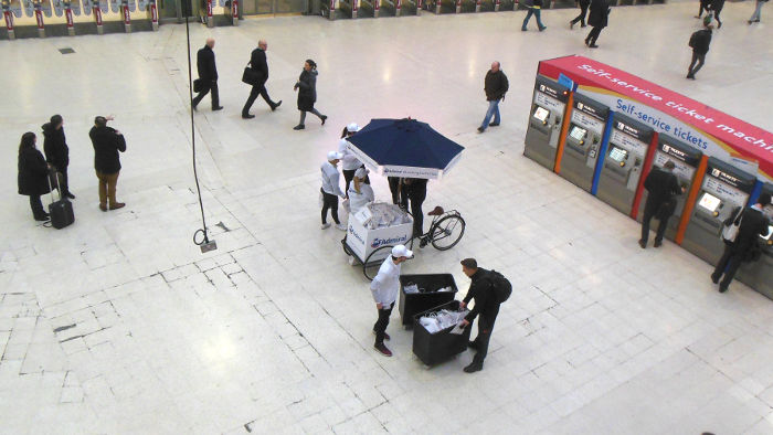 this morning on
                              the concourse of Waterloo station