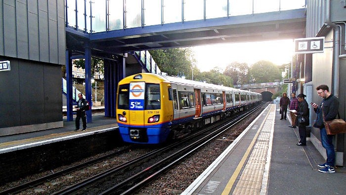 London Overground train at
                  Denmark Hill station