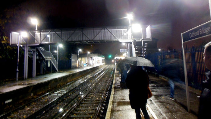 Catford Bridge station -
                  cold, wet, dark and horrible this morning