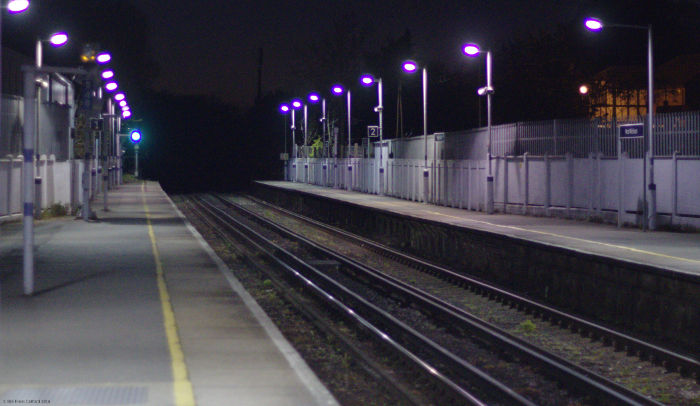 West Wickham
                                station at night