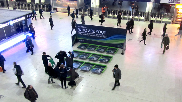 tickets for The
                            Who promotion on the concourse of Waterloo
                            station