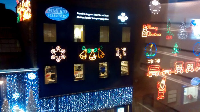 Pimlico Plumbers still
                  lighting up the night sky 3 or 4 days after the last
                  day of Xmas