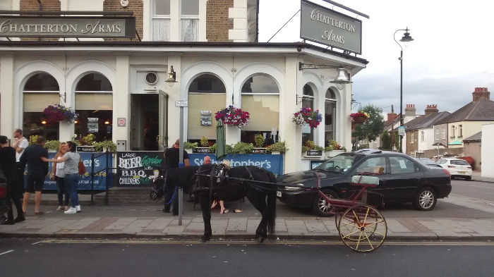 pony and trap outside The
                  Chatterton Arms