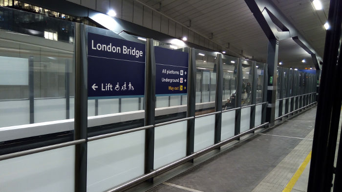 London Bridge station, and
                  it's bright but gloomy platforms