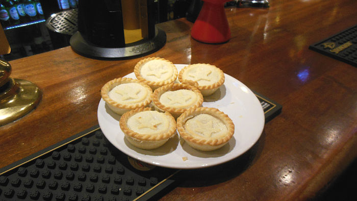 mince pies on the bar of The
                  Black Cat